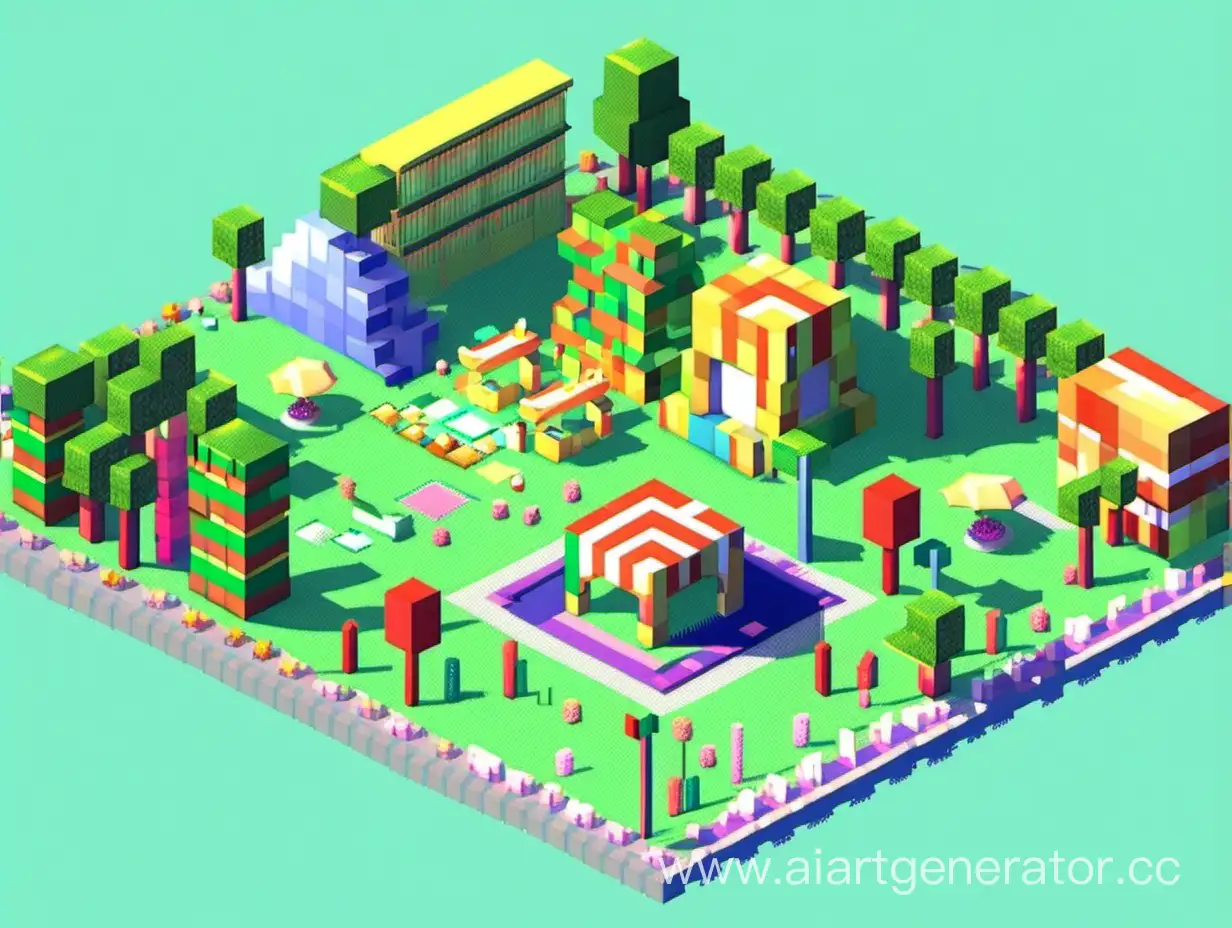 Vibrant-3D-Pixel-Park-Lively-Scene-with-Dynamic-Elements