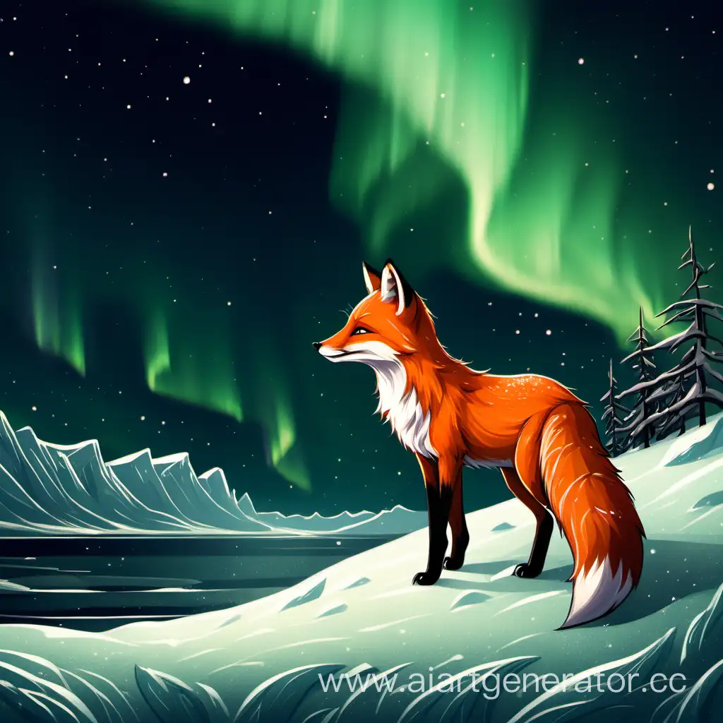 Fox-Gazing-at-the-Enchanting-Northern-Lights