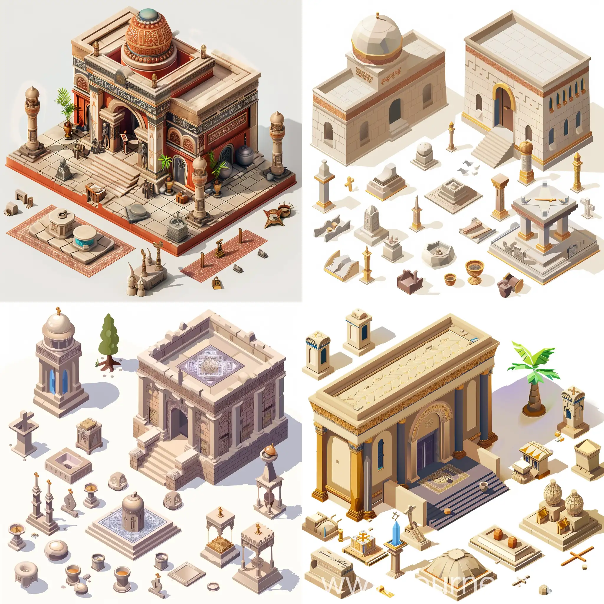 Isometric-Synagogue-Artifacts-Composition