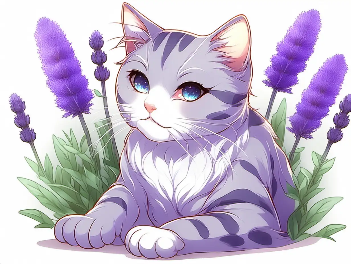 Adorable Lavender Cat Charming Feline in a Dreamy Setting