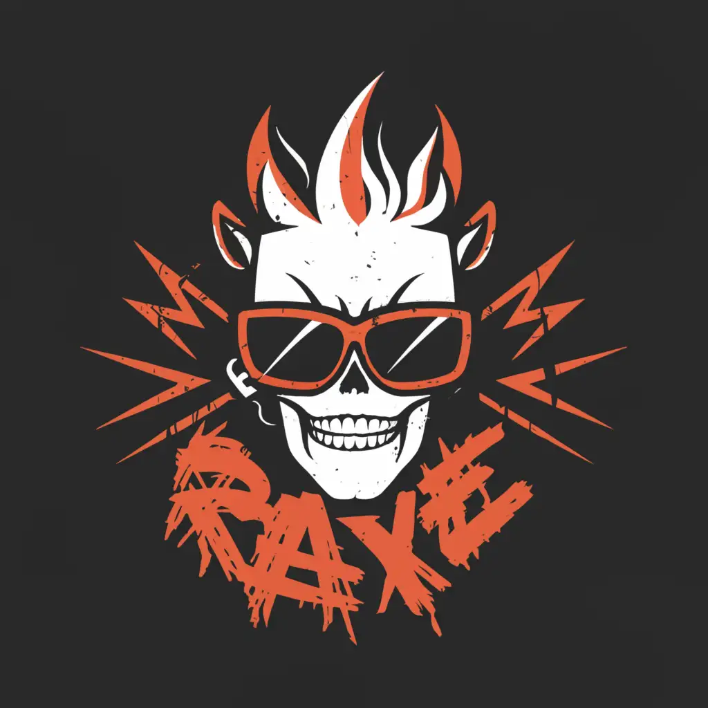a logo design,with the text "Rebel Rave", main symbol:Rebel, Techno, Rave, Party,Moderate,clear background