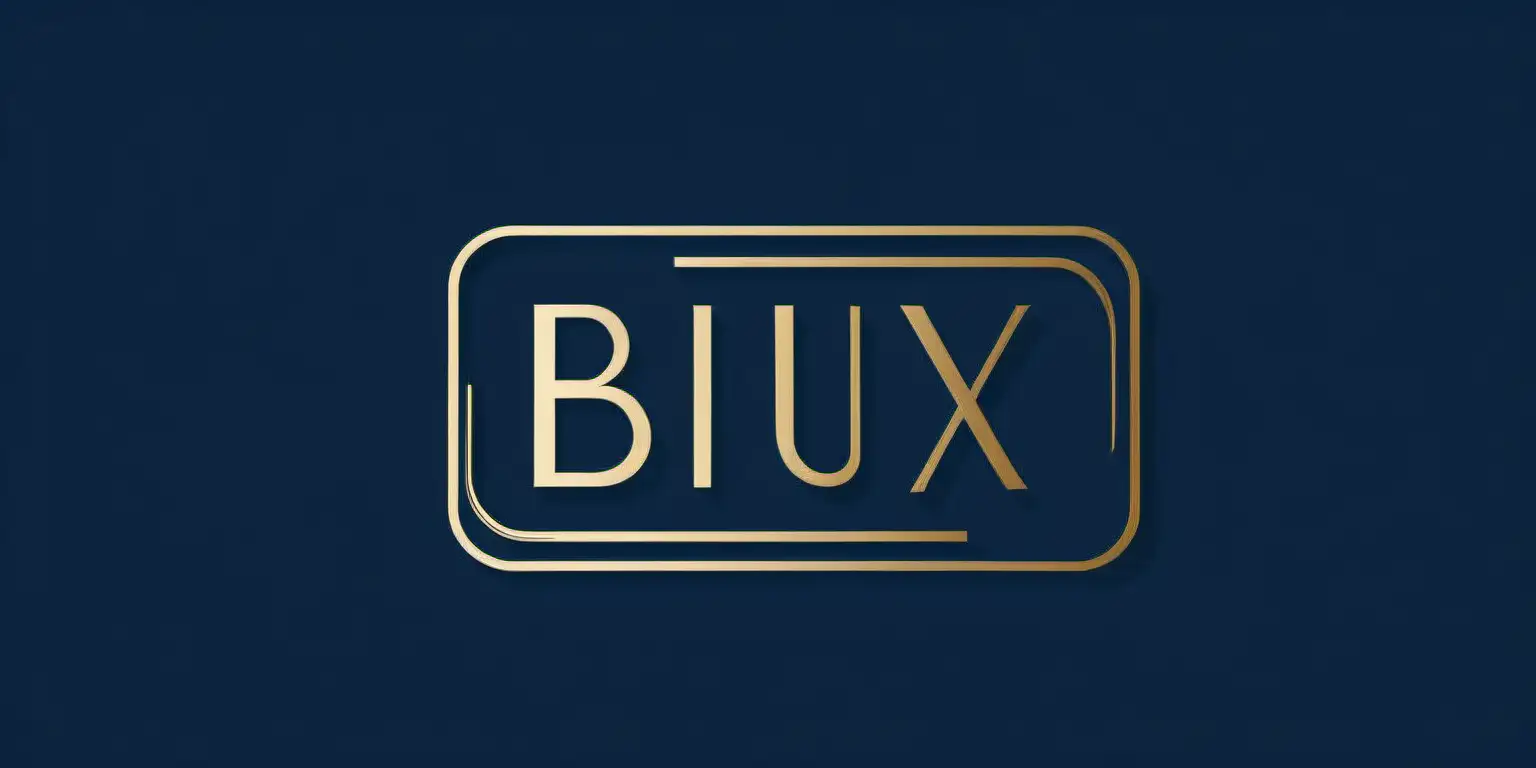 I want a logo for BIUX brand which is cosmetic brand. I want in rectangular shape gold color and minimalist blue background. with a symbol of biotechnology and a symbol of beauty.
