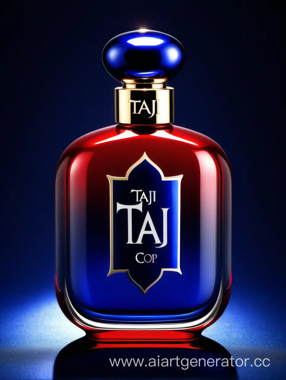Elegant-Dark-Blue-and-Red-DoubleLayer-Perfume-with-Zamac-Cop-and-Taj-Text-Logo