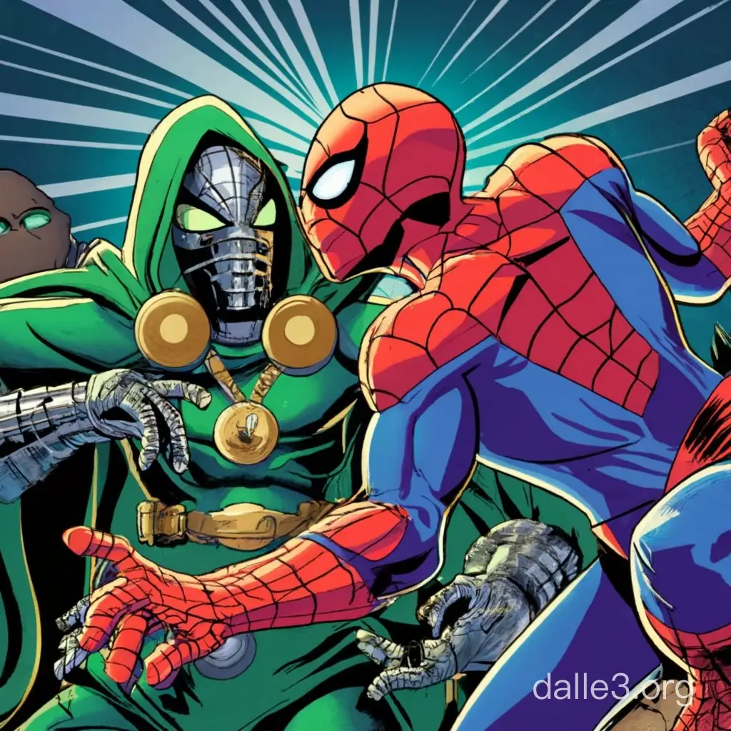 an illustration of Dr Doom versus spiderman