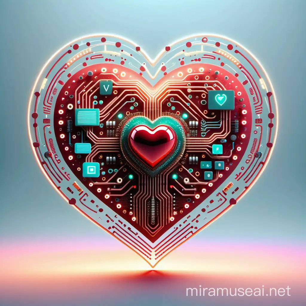 Digital Services Innovation Stylized Heart of Connectivity and Technology