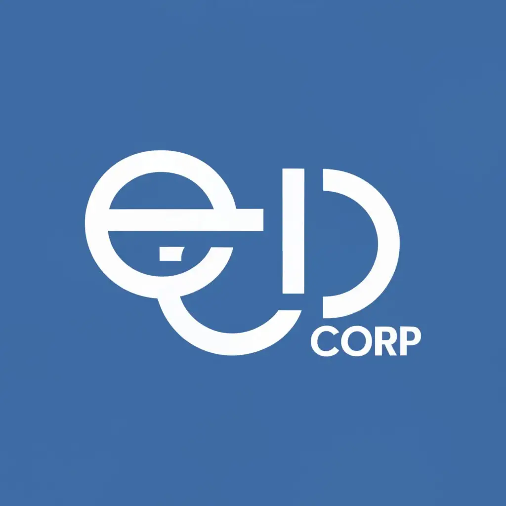 logo, A blue and white logo with the words Ed and Corp included, with the text "ED Corp", typography, be used in Education industry