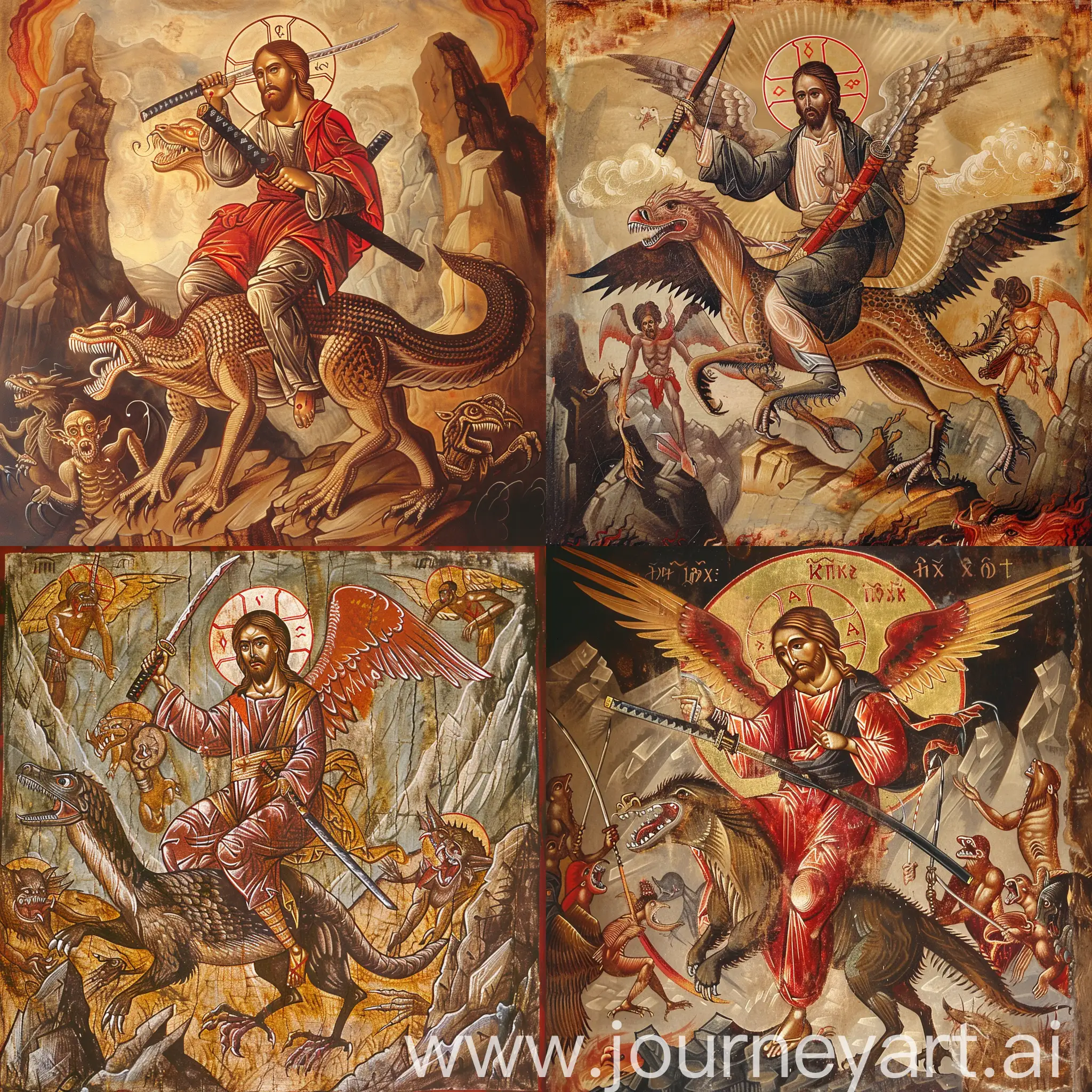 Divine-Warrior-Jesus-Wielding-Katana-on-Raptor-Against-Demon-Hordes
