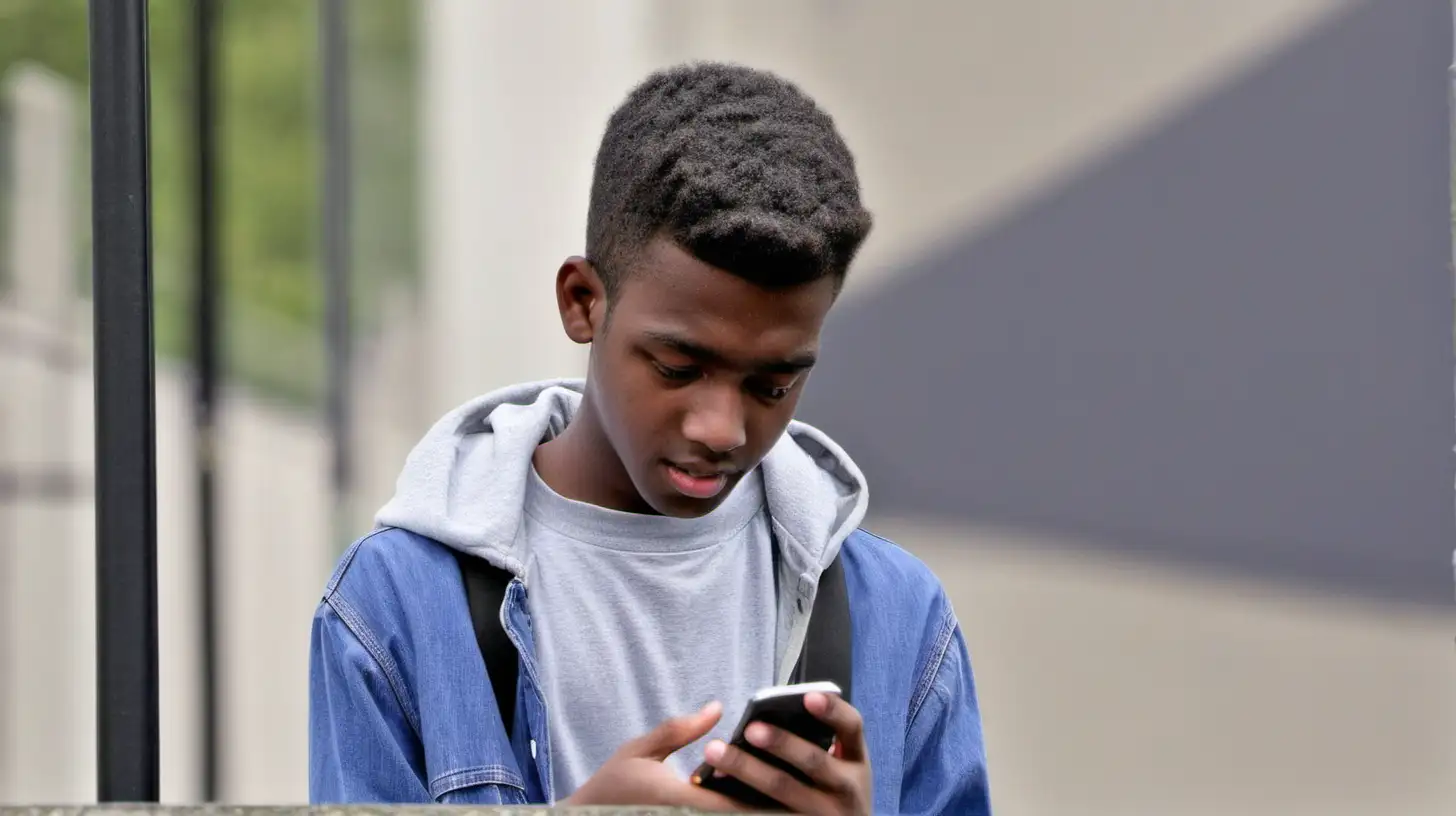 a teenager using a mobile phone outside