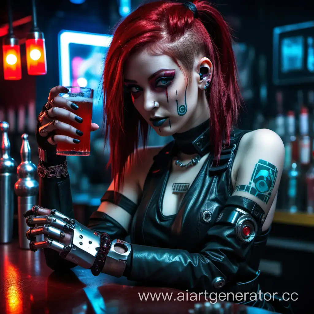 Futuristic-Cyberpunk-Bartender-with-Red-Hair-and-Prosthetic-Features