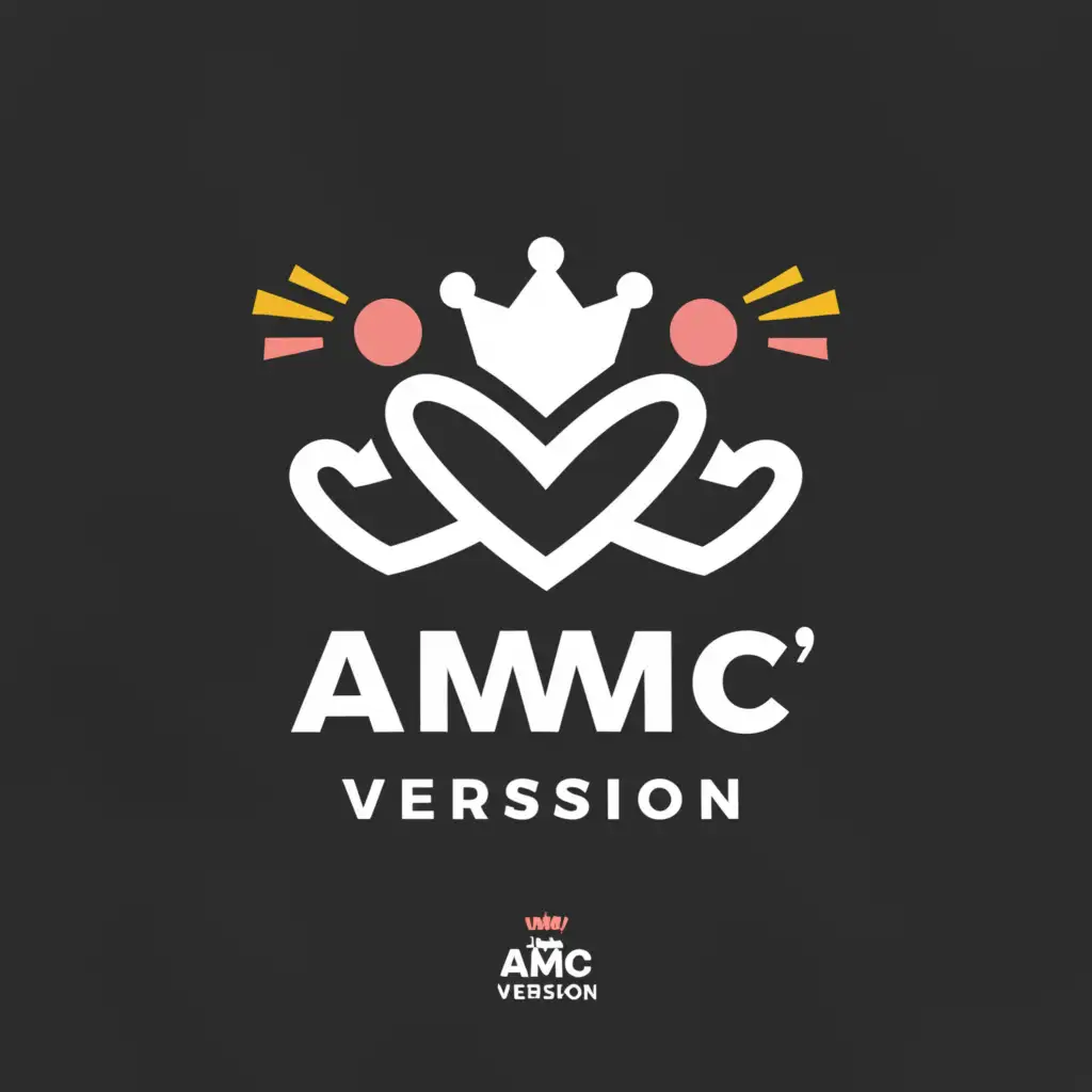 a logo design,with the text "AMC'S VERSION", main symbol:👑 ❤️💪💋🎉💯✌️👀📚,Minimalistic,clear background