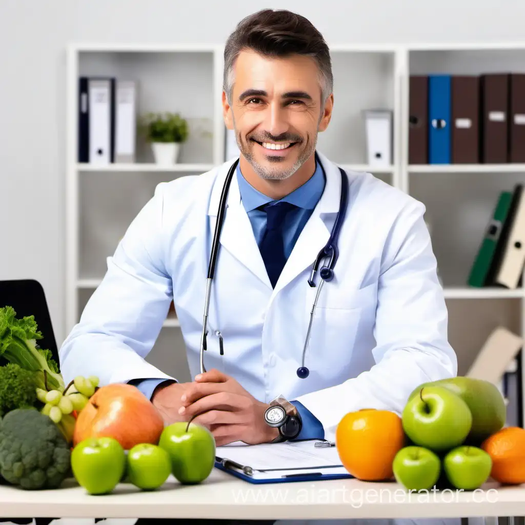 Smiling-Dietitian-Doctor-Promoting-Wellness-in-Office