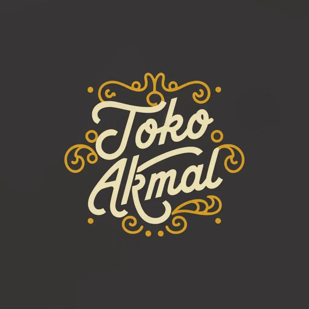logo, Olshop, with the text "TOKO AKMAL", typography