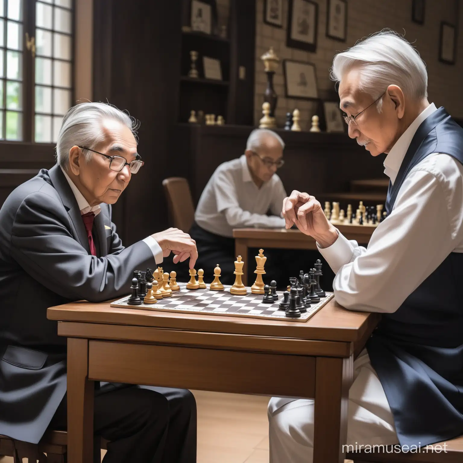 Grandmasters Engaged in Competitive Chess Match