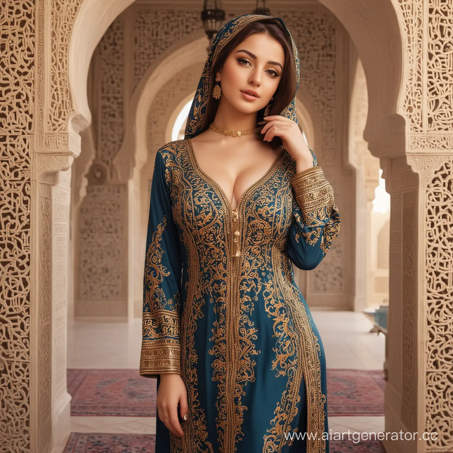 Elegant-Arabian-Woman-in-Traditional-Garb-with-Graceful-Curves