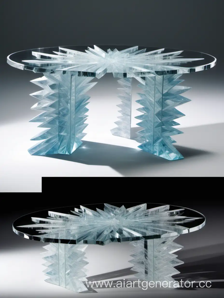 кристаллический столик в нескольких ракурсах 
