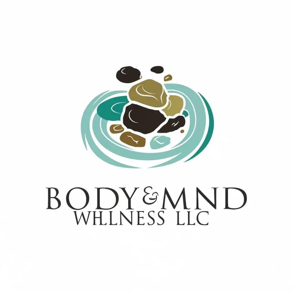 LOGO-Design-For-Body-Mind-Wellness-LLC-Tranquil-Zen-Rocks-Stream-with-Typography