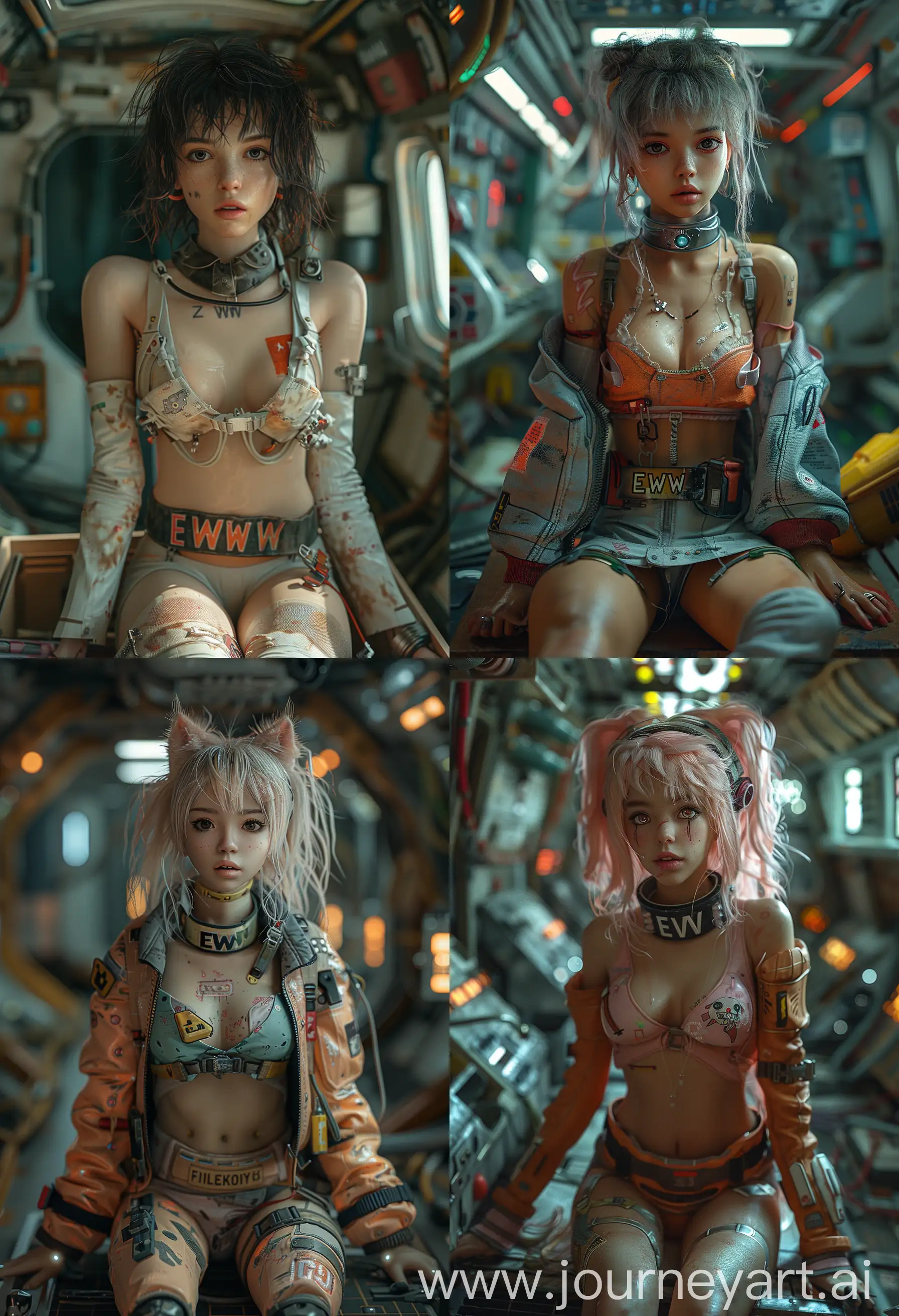 Dreamy-Cyberpunk-Anime-Character-Wearing-EWW-Collar-in-Surreal-Spaceship-Scene
