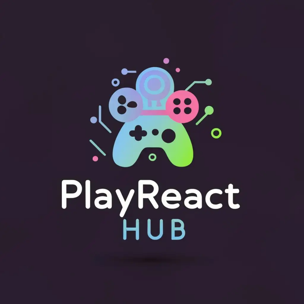 logo, gaming and reaction, with the text ""PlayReact Hub"", typography, be used in Entertainment industry