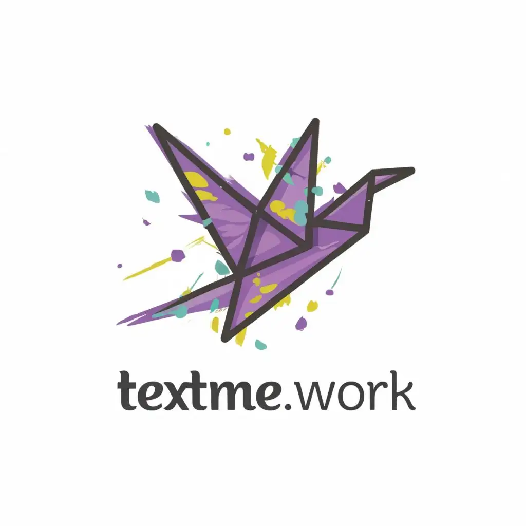 LOGO-Design-For-TextMeWork-Vibrant-Paper-Origami-Bird-with-Chaotic-Brush-Drawn-Typography-for-Restaurant-Industry