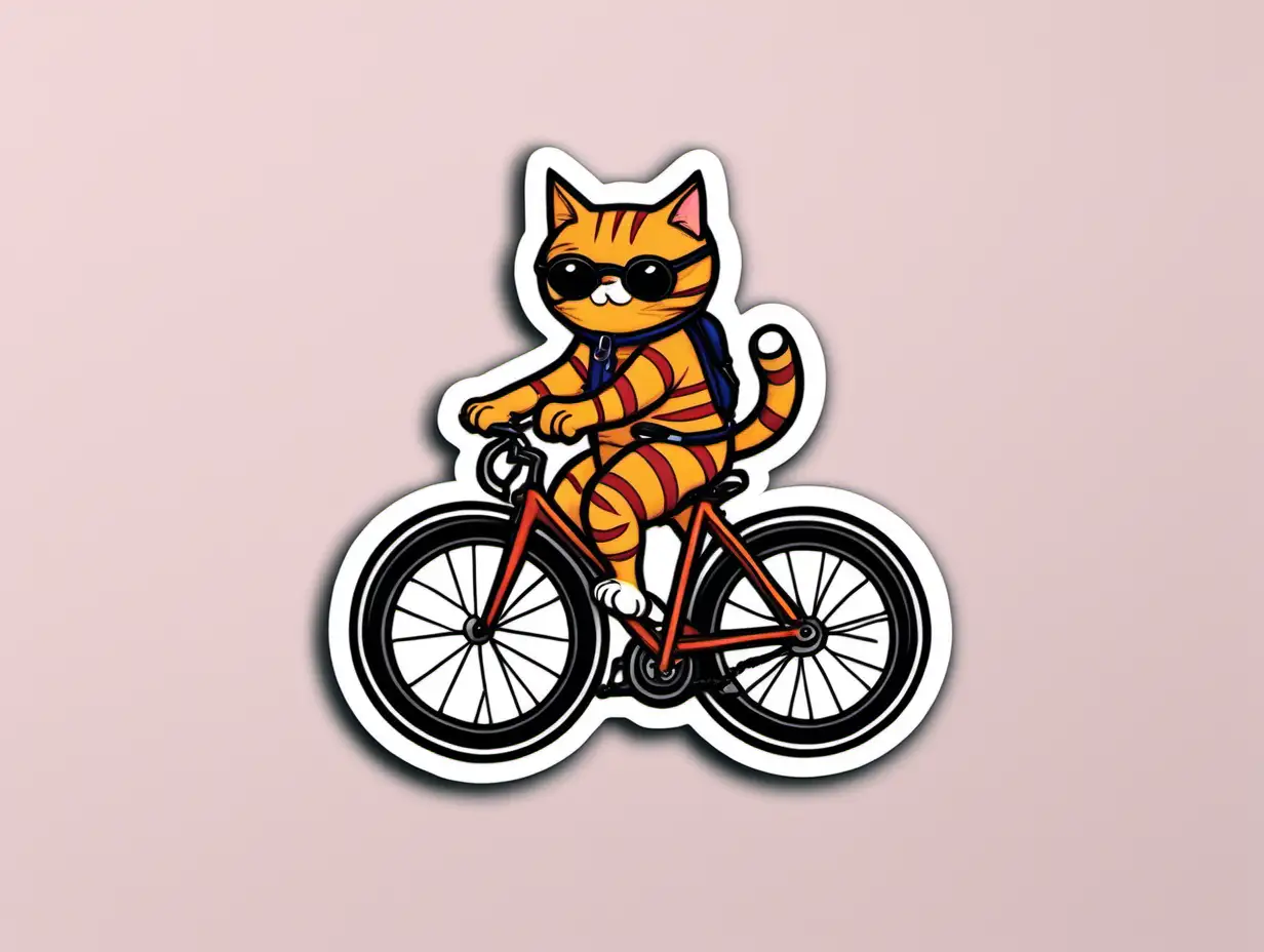 Adorable Cat Enjoying a Cycling Adventure Sticker