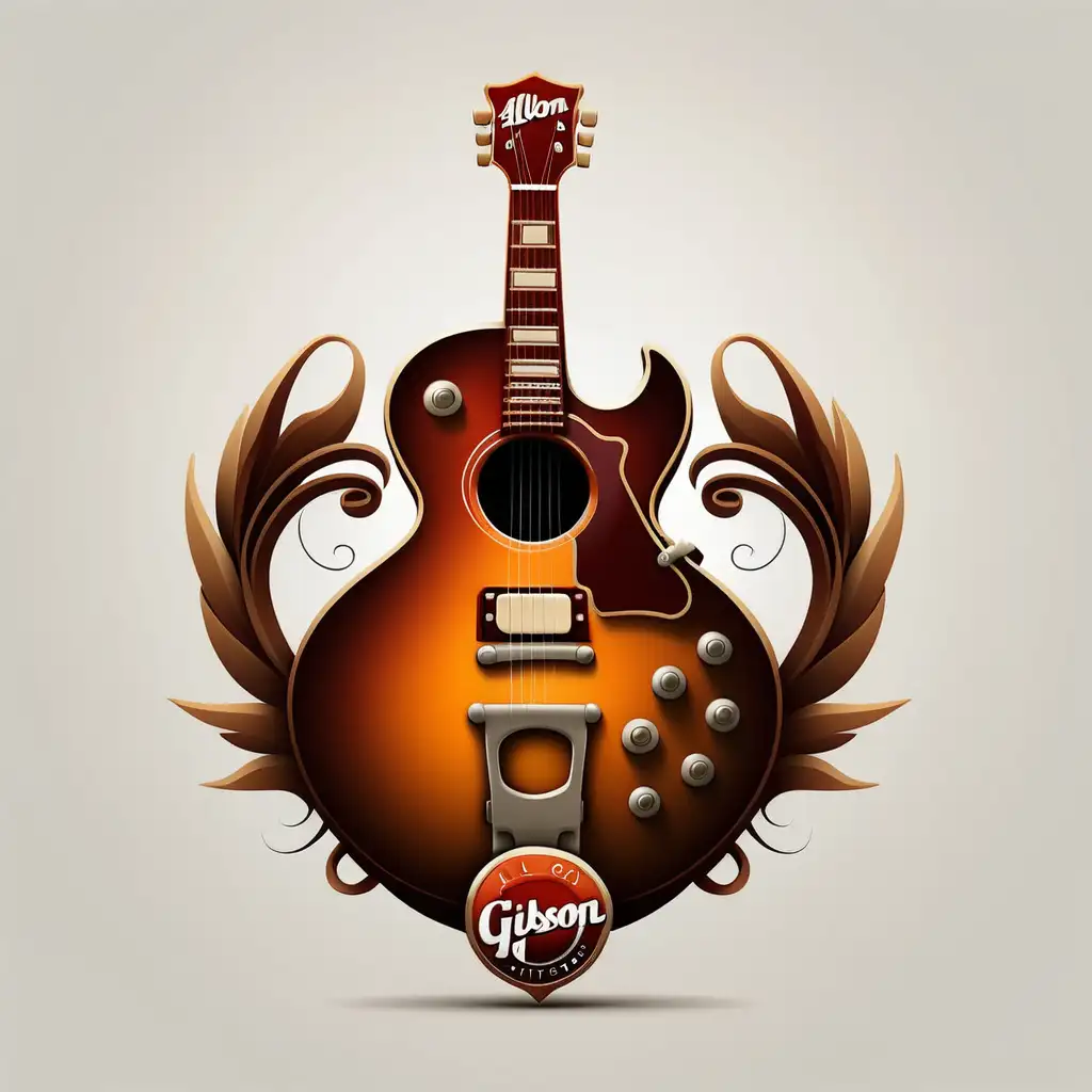 "Design a captivating logo featuring a gibson guitar, complemented by the name 'Alon'.