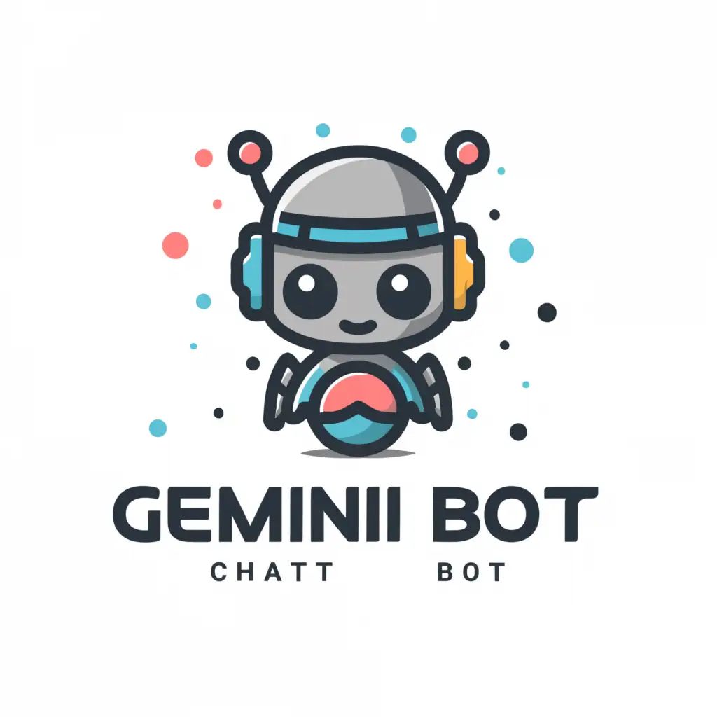 a logo design,with the text "Gemini chat bot", main symbol:robot,Moderate,be used in Technology industry,clear background