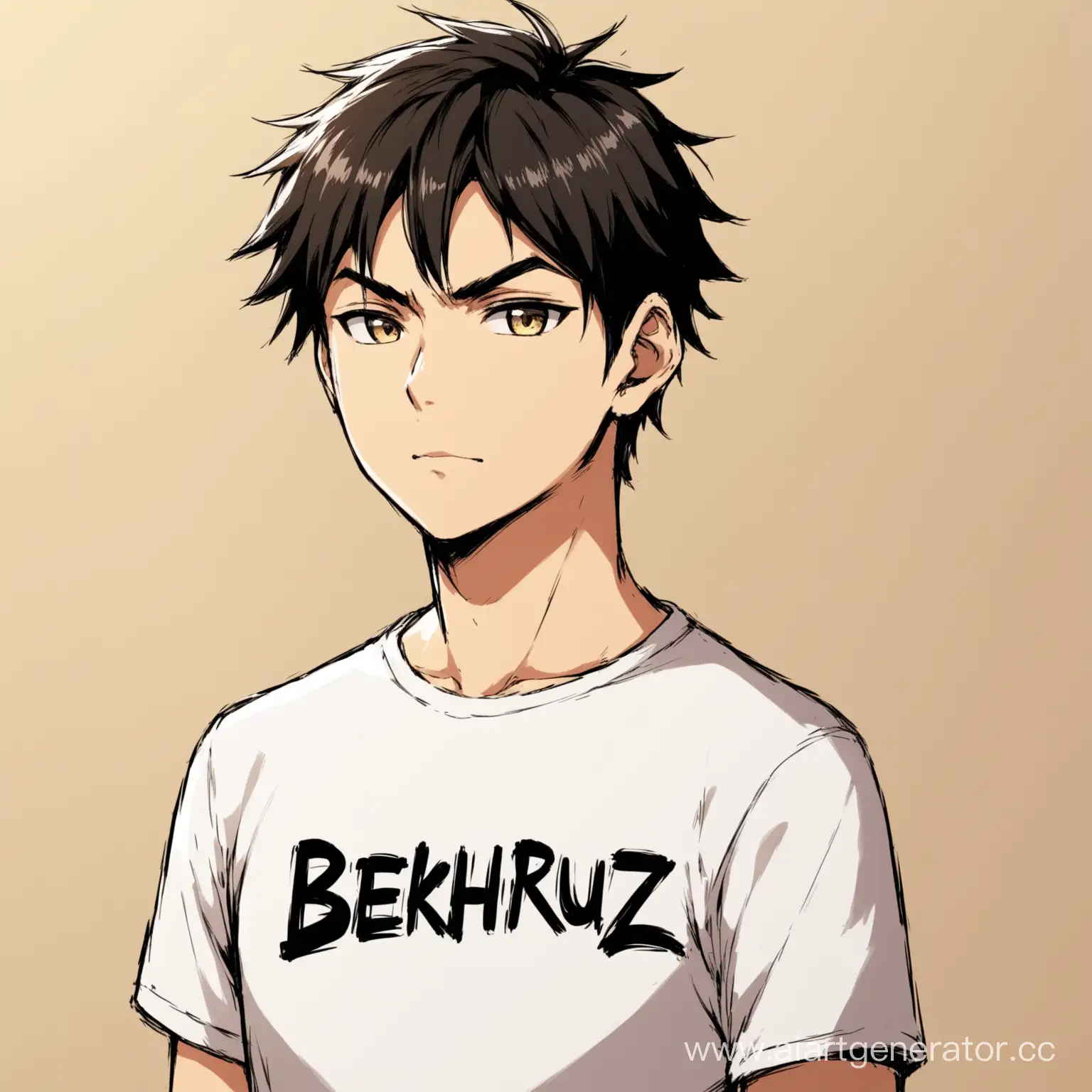 Anime-Style-Portrait-of-Bekhruz-with-Custom-TShirt-Design