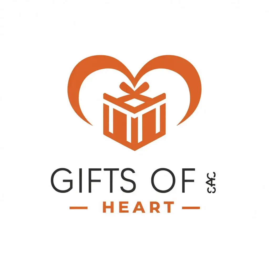 a logo design,with the text "Gifts of the Heart", main symbol:heart; gift,Minimalistic,be used in Home Family industry,clear background