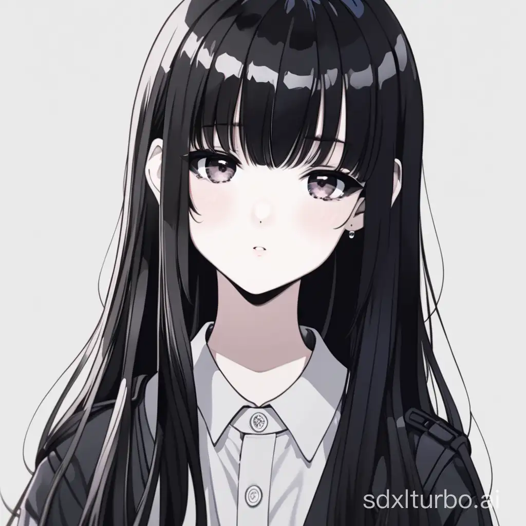 Two-dimensional girl, black long straight hair, jk, absolute territory
