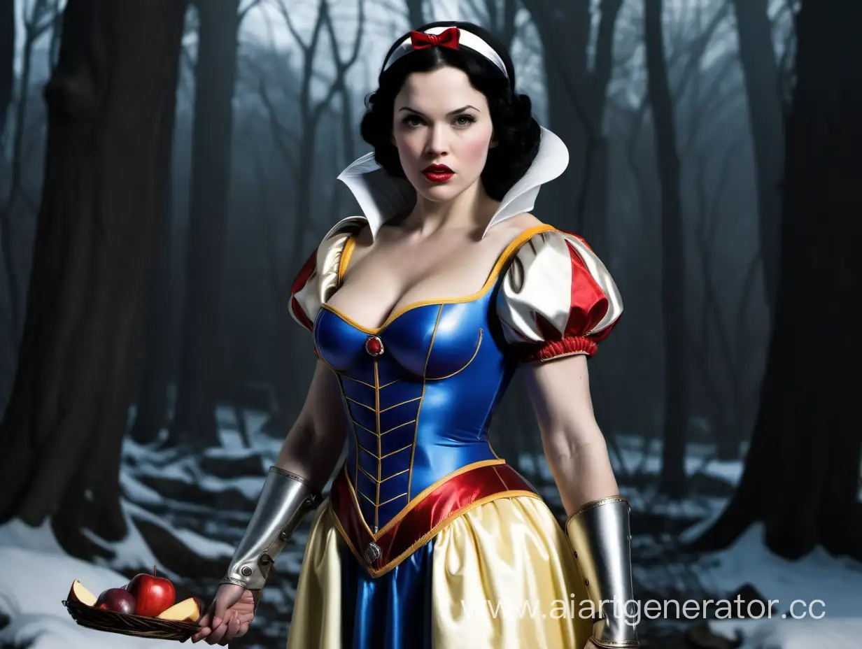 Muscular-Snow-White-in-Armor-Poses-with-Bold-Confidence
