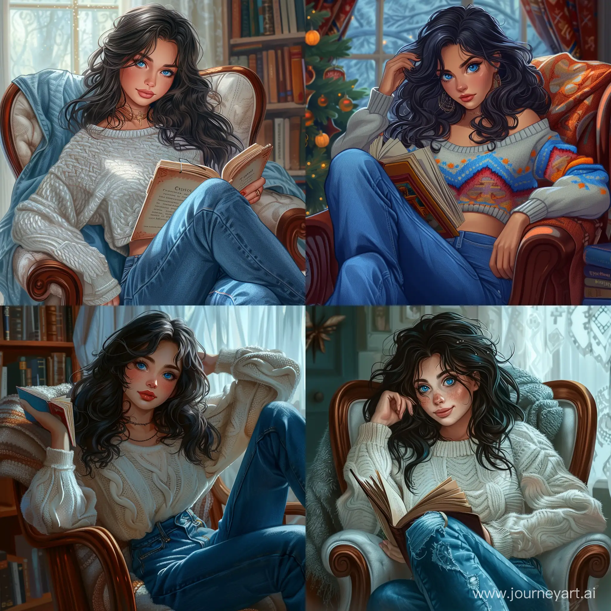 Charming-1980s-Teenage-Girl-Immersed-in-Cozy-Reading-Session