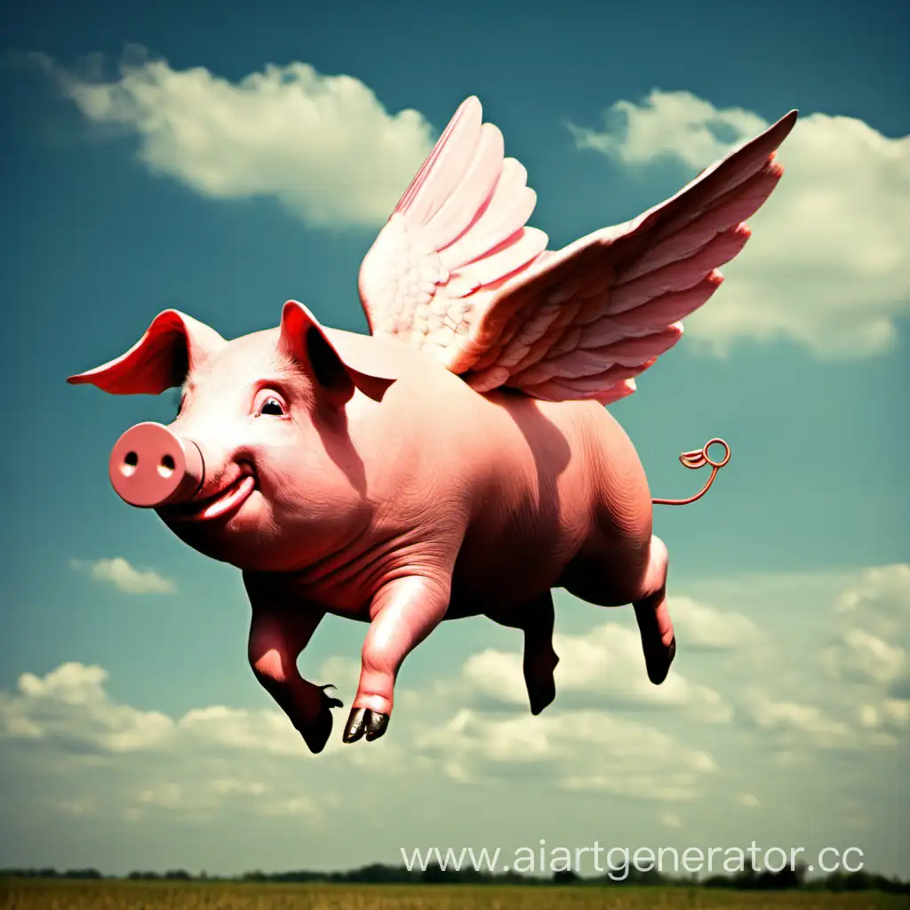 
photo for the idiom "when pigs fly"... 