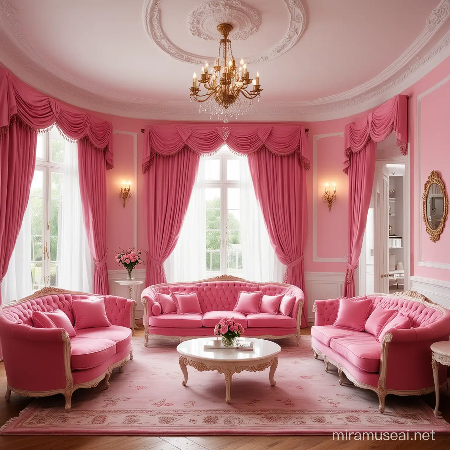 Chic Pink Classic Living Room Interior Design