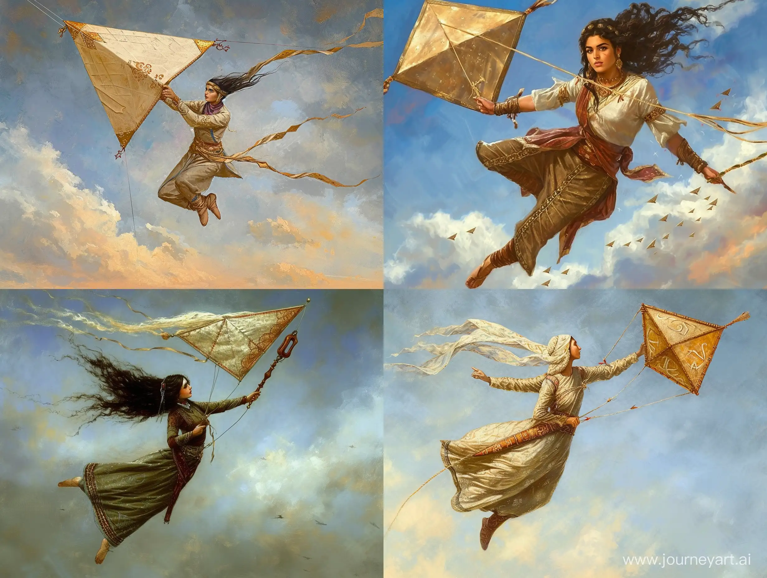 Persian-Princess-Soars-with-Diamond-Kite-to-Defend-Against-Mongol-Soldiers