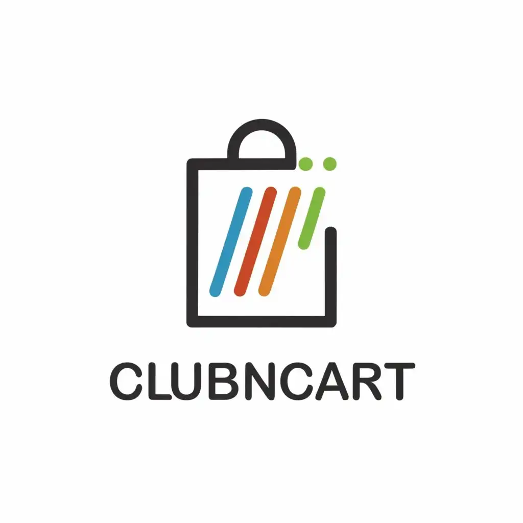 logo, shopping bag with just human made up lines minimalist , with the text "clubncart", typography, be used in Internet industry