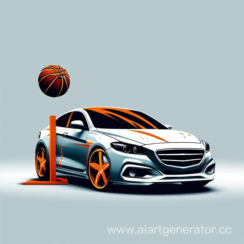 Basketball-Players-Sleek-Car-on-Clean-White-Background