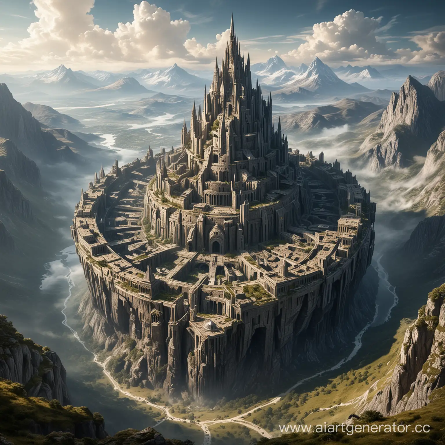 Impregnable-Spaceship-Fortress-Surrounding-RingShaped-Mountains
