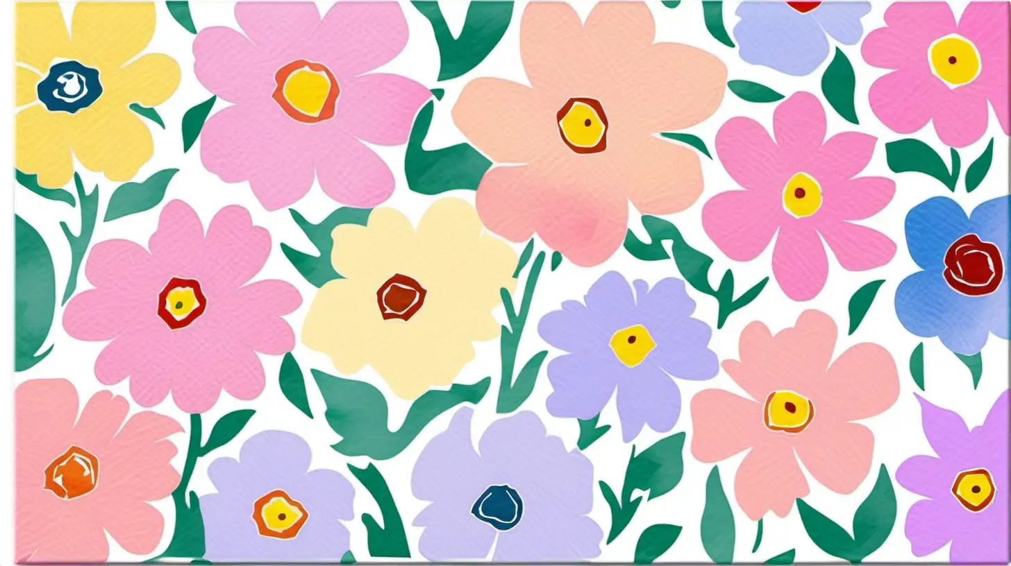 Vibrant Pastel Watercolor Busy Lizzie Flower Clipart on White Background Andy Warhol Inspired Tile