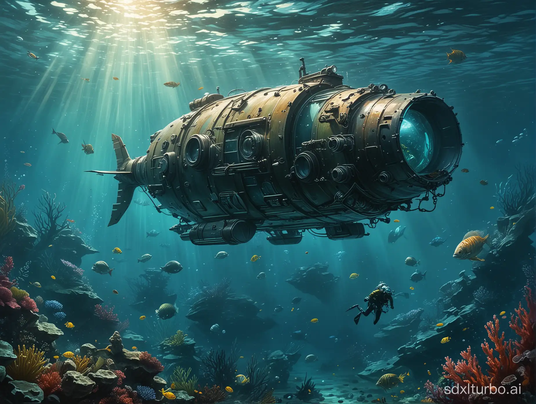 Underwater Science Fiction Painting