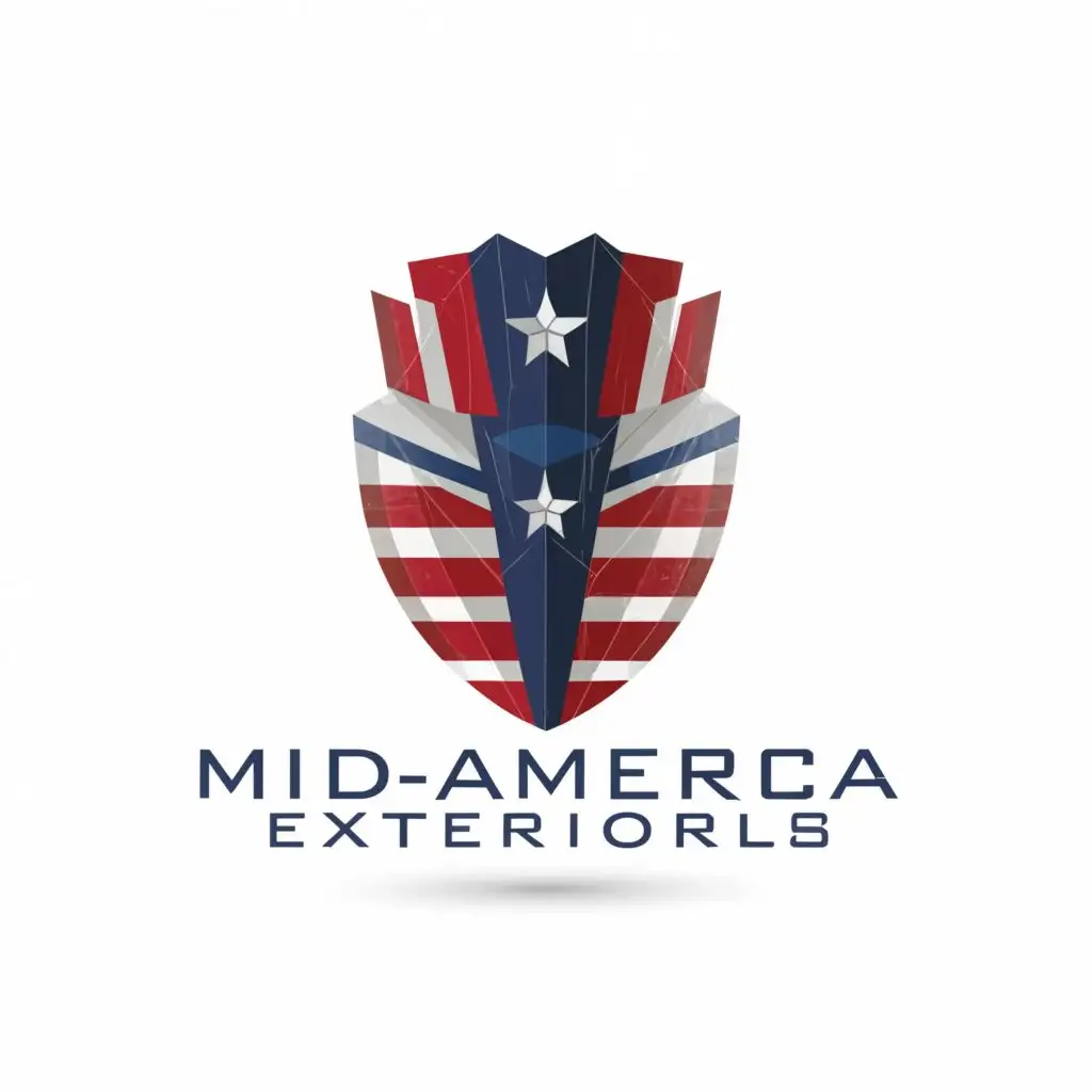 LOGO-Design-For-MidAmerica-Exteriors-Retro-Art-Deco-Shield-for-Roofing-Siding-Windows-Doors-Gutters