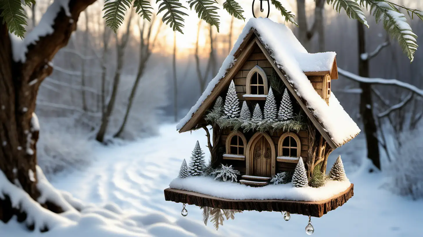 Enchanting Winter Fairy House Photography in Snowy Tranquility