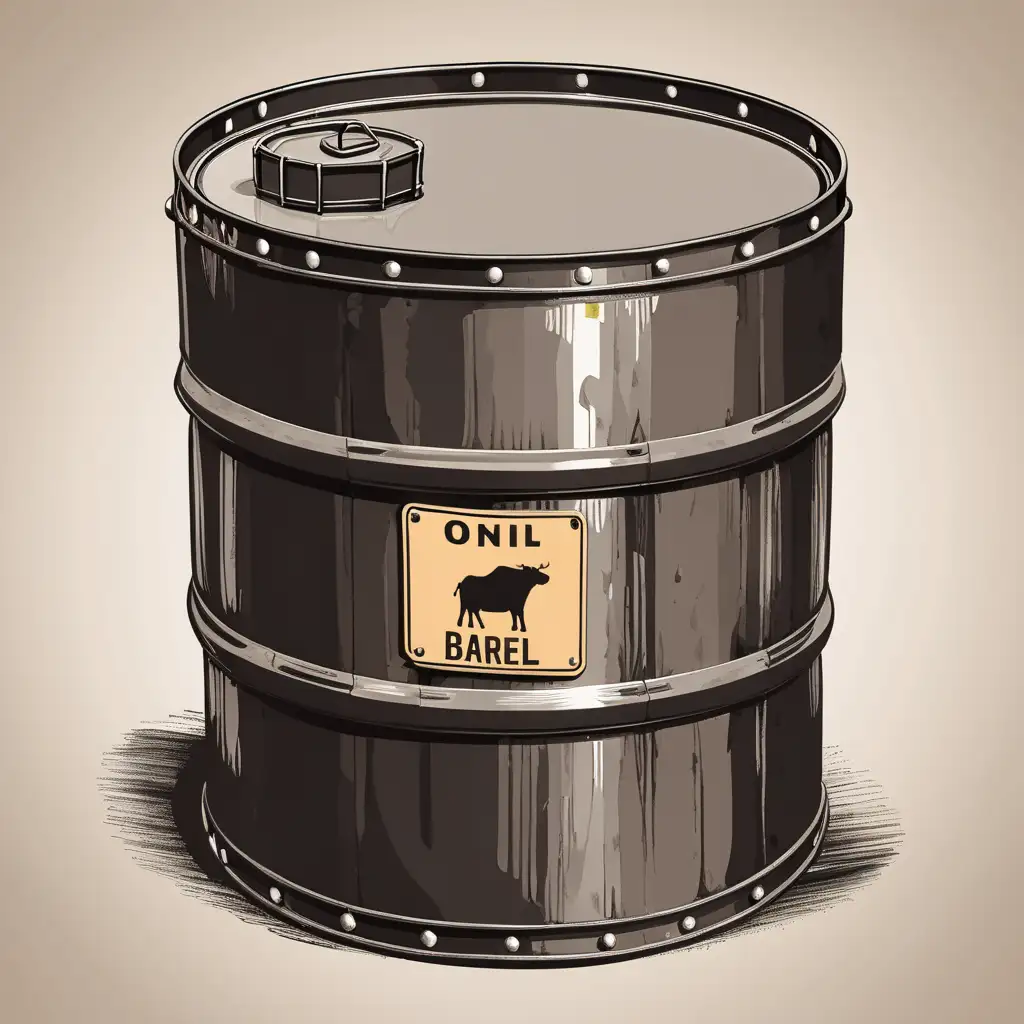 Vintage Dark Steel Oil Barrel Realistic Drawing