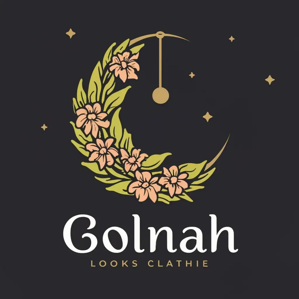 a logo design, with the text 'Golmah', main symbol:flower moon pink color, to be used in clothing industry, Moderate, clear background