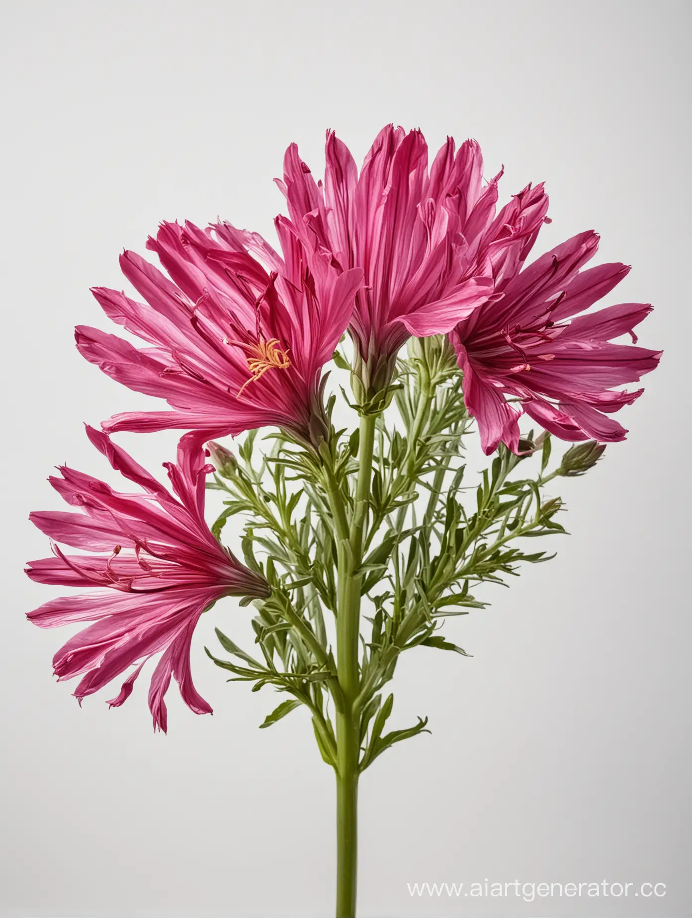 Vibrant-Red-Chicory-Flower-Blossoming-Against-Clean-White-Background