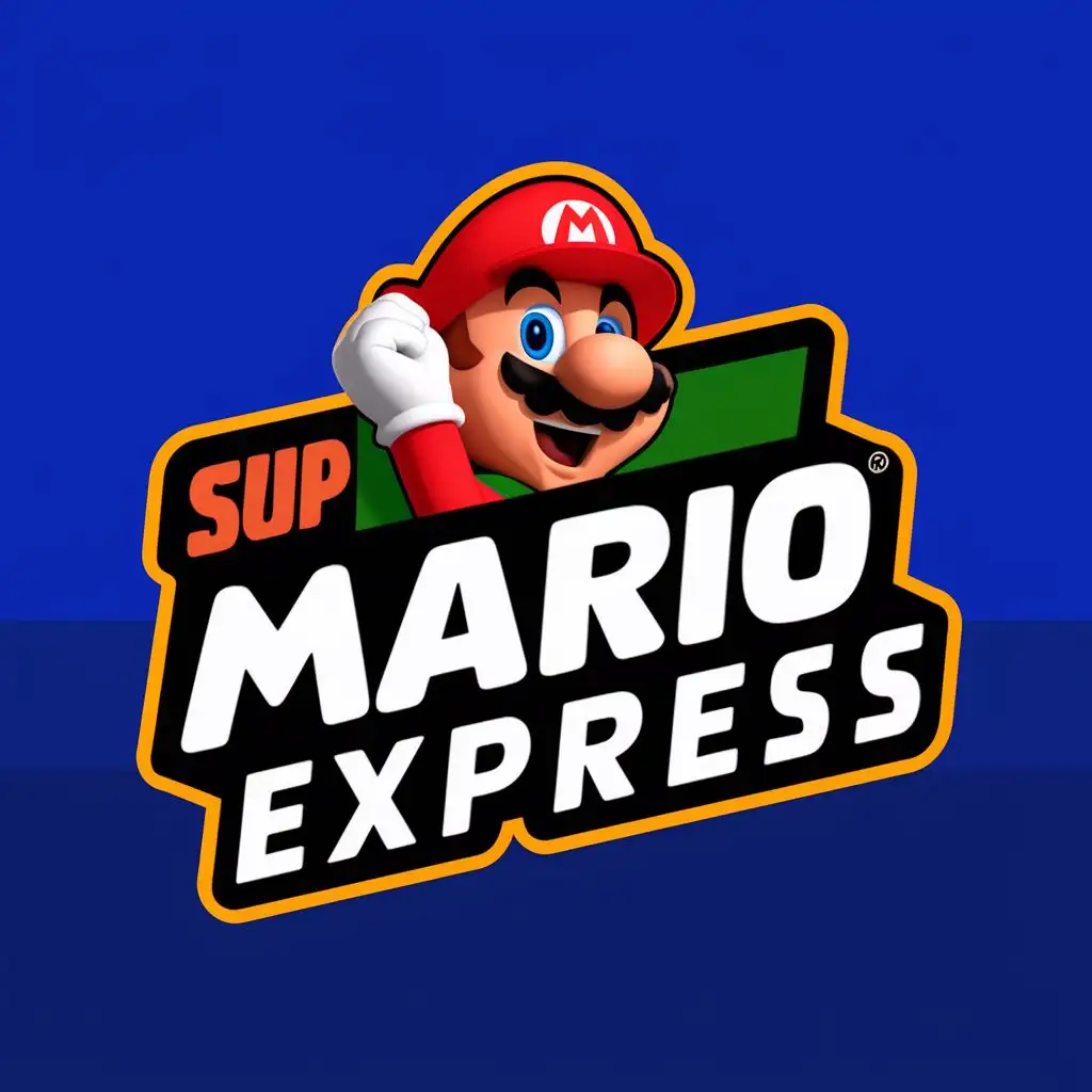 logo, super mario, with the text "Mario Express", typography