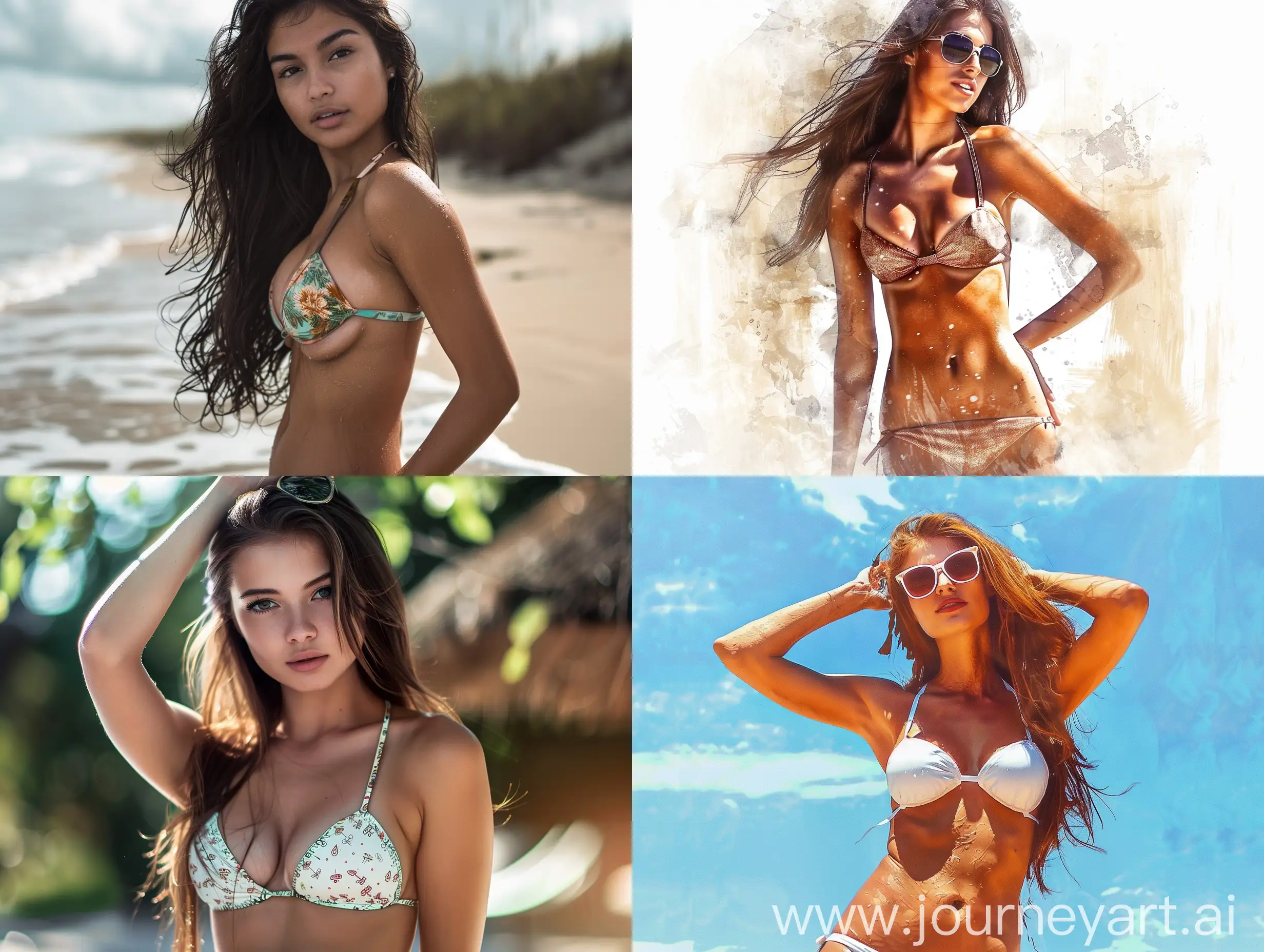 Make a beautifull picture of a bikini model