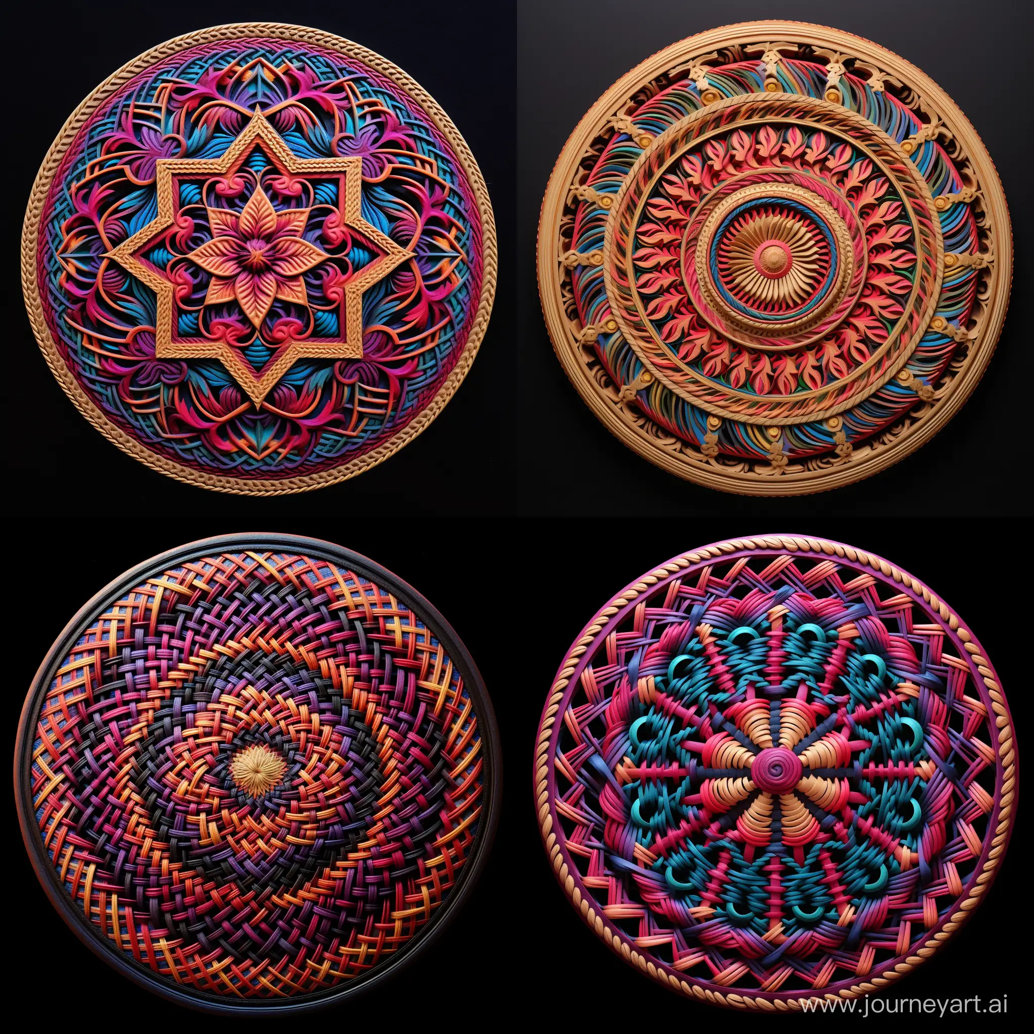 Traditional-Nyonya-Weaving-Pattern-Sculpture-on-Round-Fabric