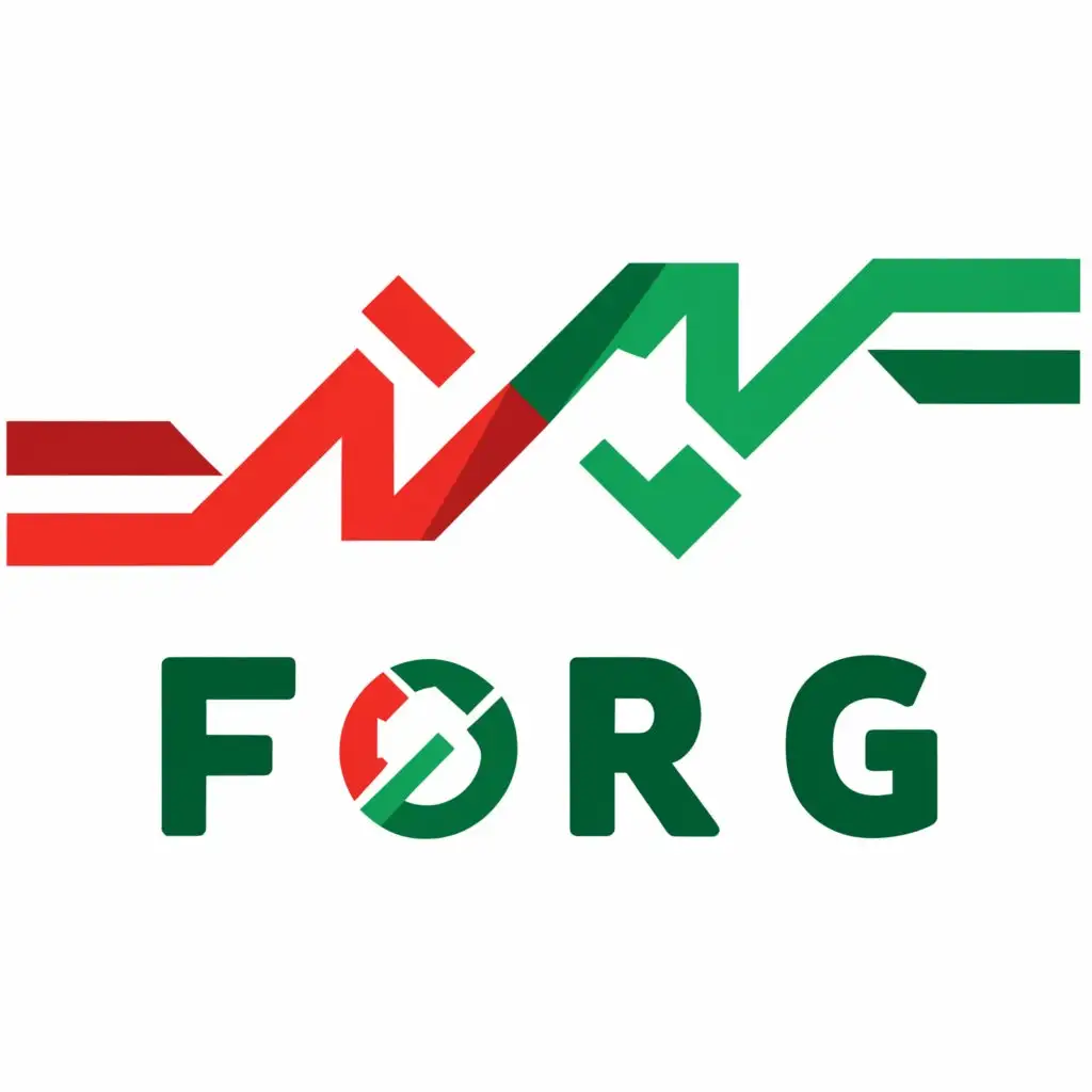 a logo design,with the text "FORG", main symbol:Forex chart pattern , forex, green and red theme,Moderate,be used in Finance industry,clear background