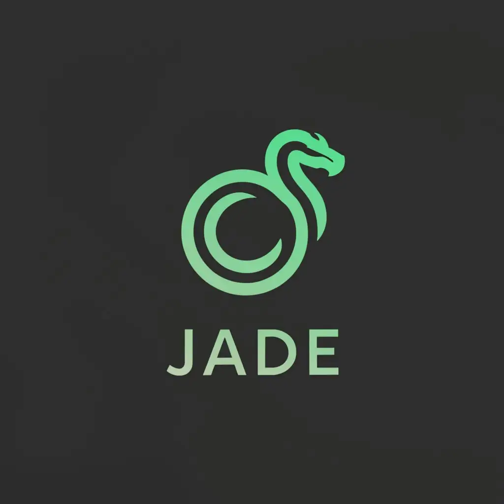 a logo design,with the text "Jade", main symbol:Simple 3D dragon, one color like jade, minimalistic style,  transparent background,Minimalistic,clear background