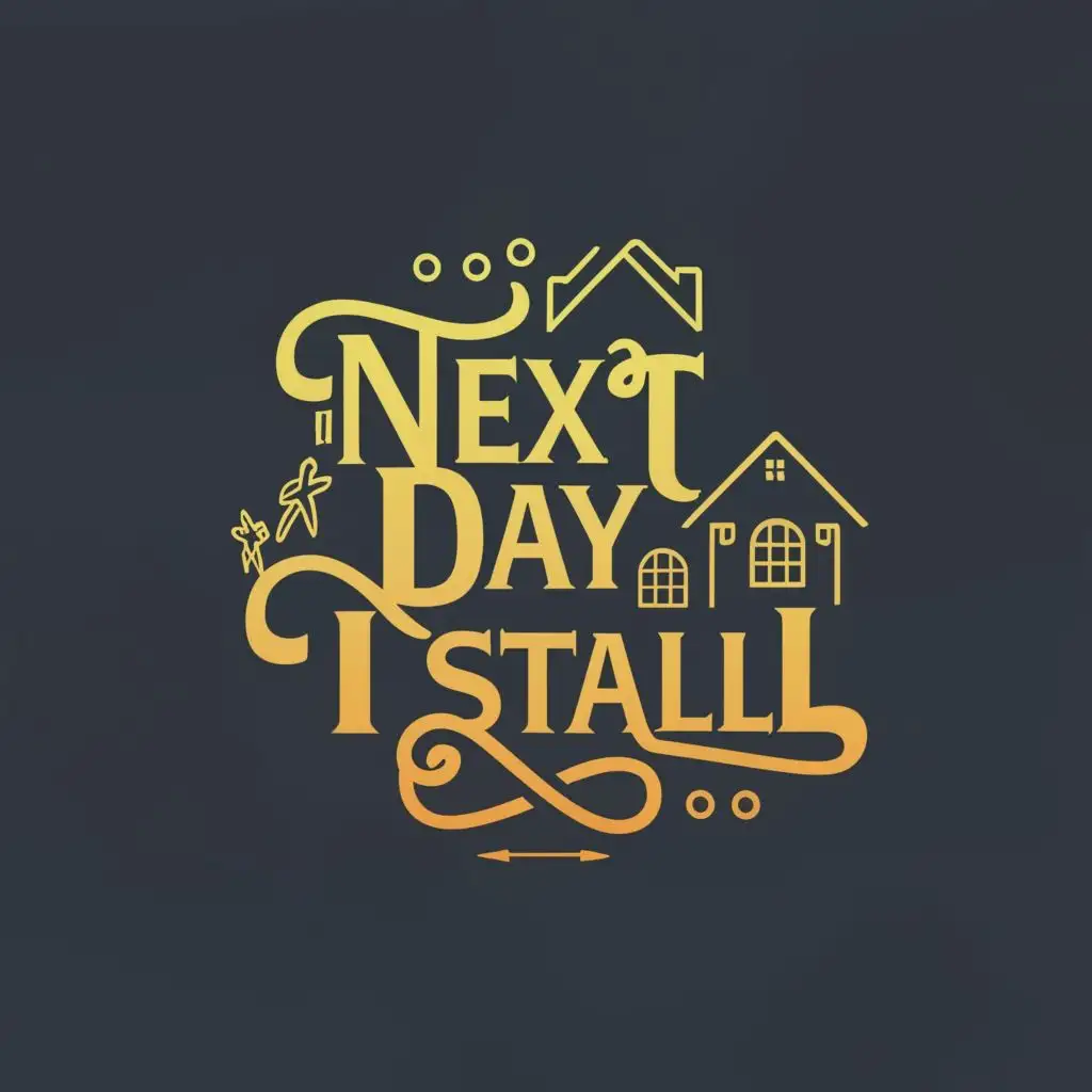 logo, font, with the text "Next Day Install", typography, be used in Real Estate industry
